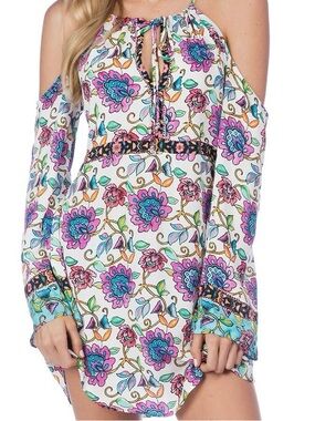 Nanette Lepore Multicolor Floral Tie-Front Dress cover up